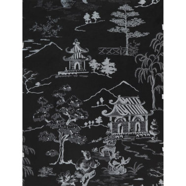 Papel Pintado GDW-5256-001 Singapur Negro-Plata - LORENZO CASTILLO