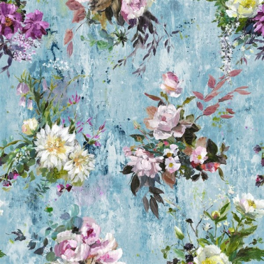 Papier peint PDG717-03 Aubriet Salte Blue - Designers Guild