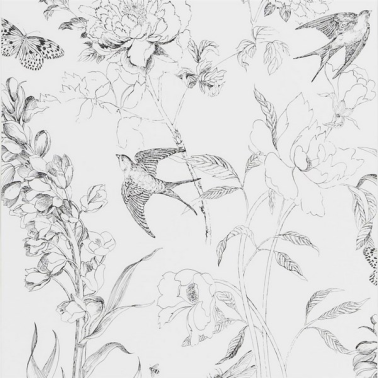 Wallpaper PDG721-01 Sibylla Garden Black and White - Designers Guild