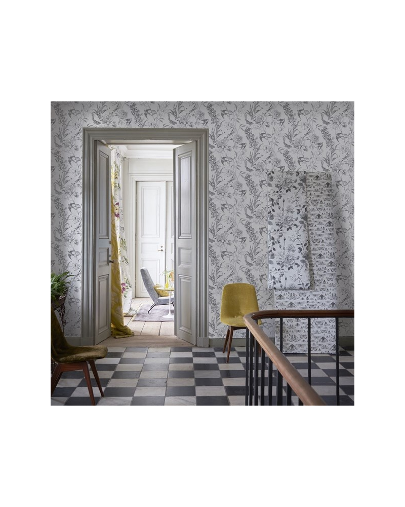 Wallpaper PDG721-01 Sibylla Garden Black and White - Designers Guild