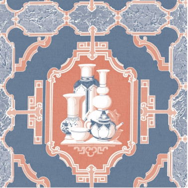 Carta da Parati GDW-5445-004 Porcelanas Azul-Rojo - GASTON Y DANIELA