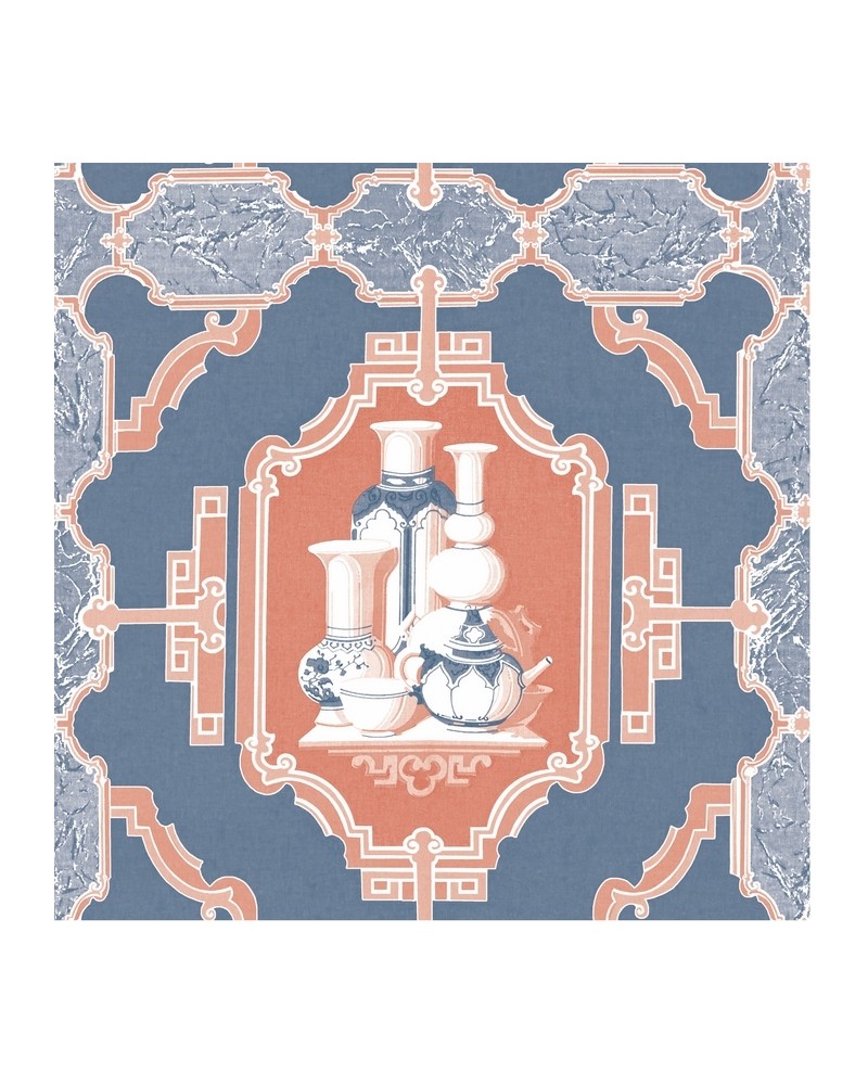 Papel de parede GDW-5445-004 Porcelanas Azul-Rojo - GASTON Y DANIELA