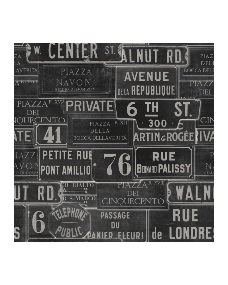 Carta da Parati VINTAGE SIGNS ANTHRACITE WP20037 - MIND THE GAP