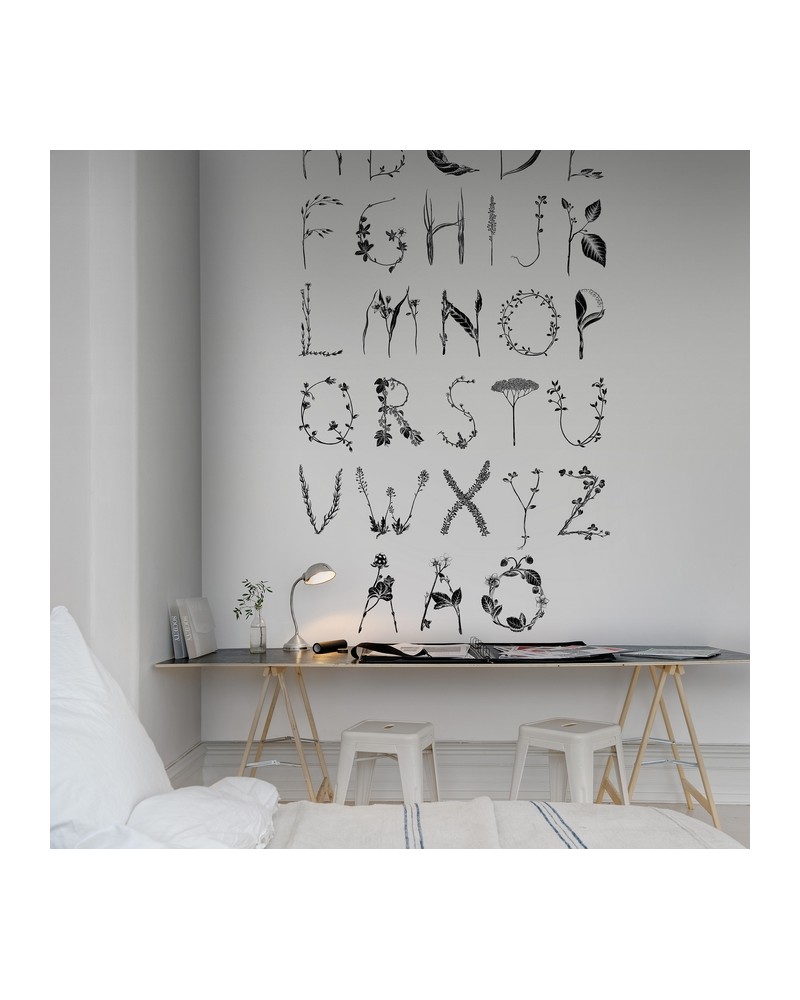 Carta da Parati R13193-4 ABC FOR THE SWEDISH BEE BLACK - REBEL WALLS