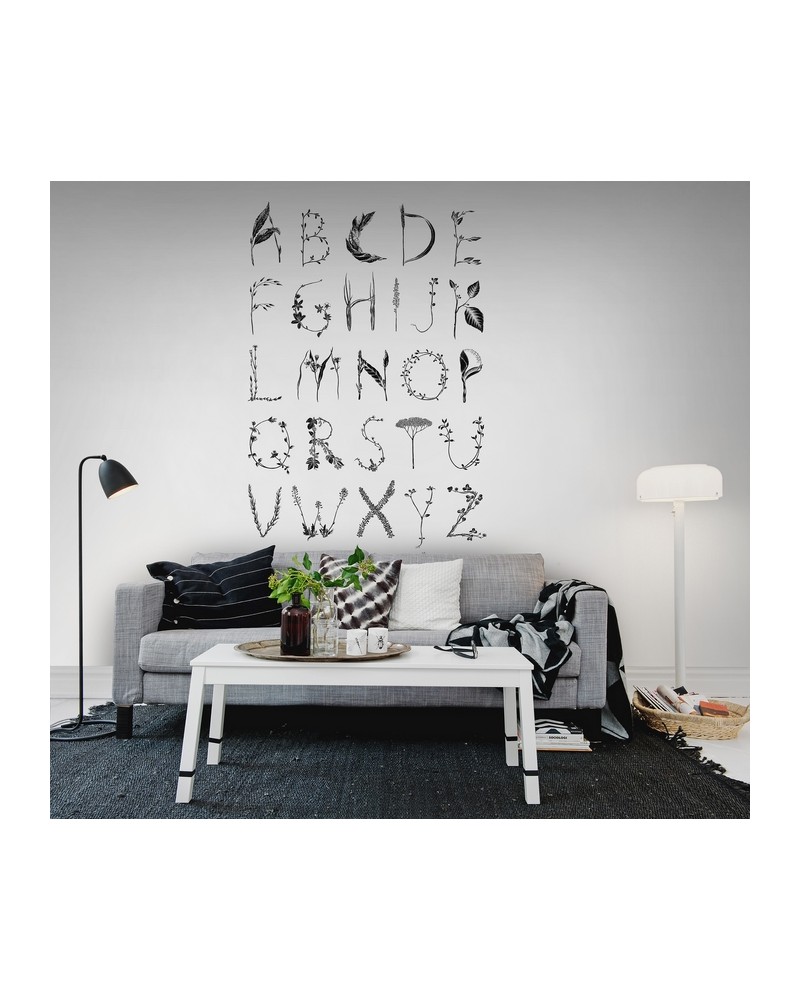 Carta da Parati R13193-4 ABC FOR THE SWEDISH BEE BLACK - REBEL WALLS