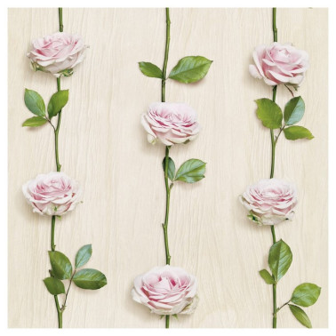 Wallpaper 8888-409 RIDEAU-DE-ROSES-BOIS-CLAIR - KOZIEL