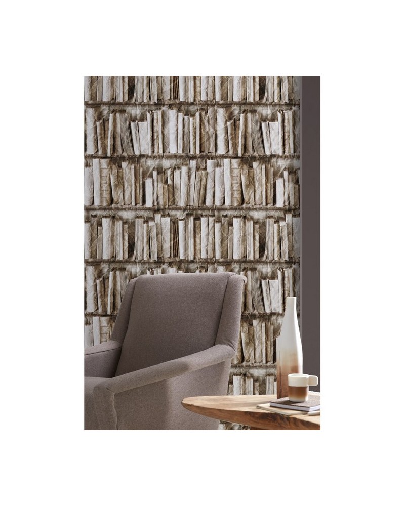 Wallpaper 8888-73 BIBLIOTHEQUE-FROISSEE-BEIGE - KOZIEL