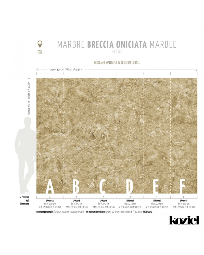 Carta da Parati LPM004-X PANORAMIQUE-MARBRE-BRECCIA-ONICIATA-BEIGE - KOZIEL