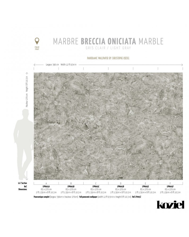 Carta da Parati LPM005-X PANORAMIQUE-MARBRE-BRECCIA-ONICIATA-GRIS-CLAIR - KOZIEL