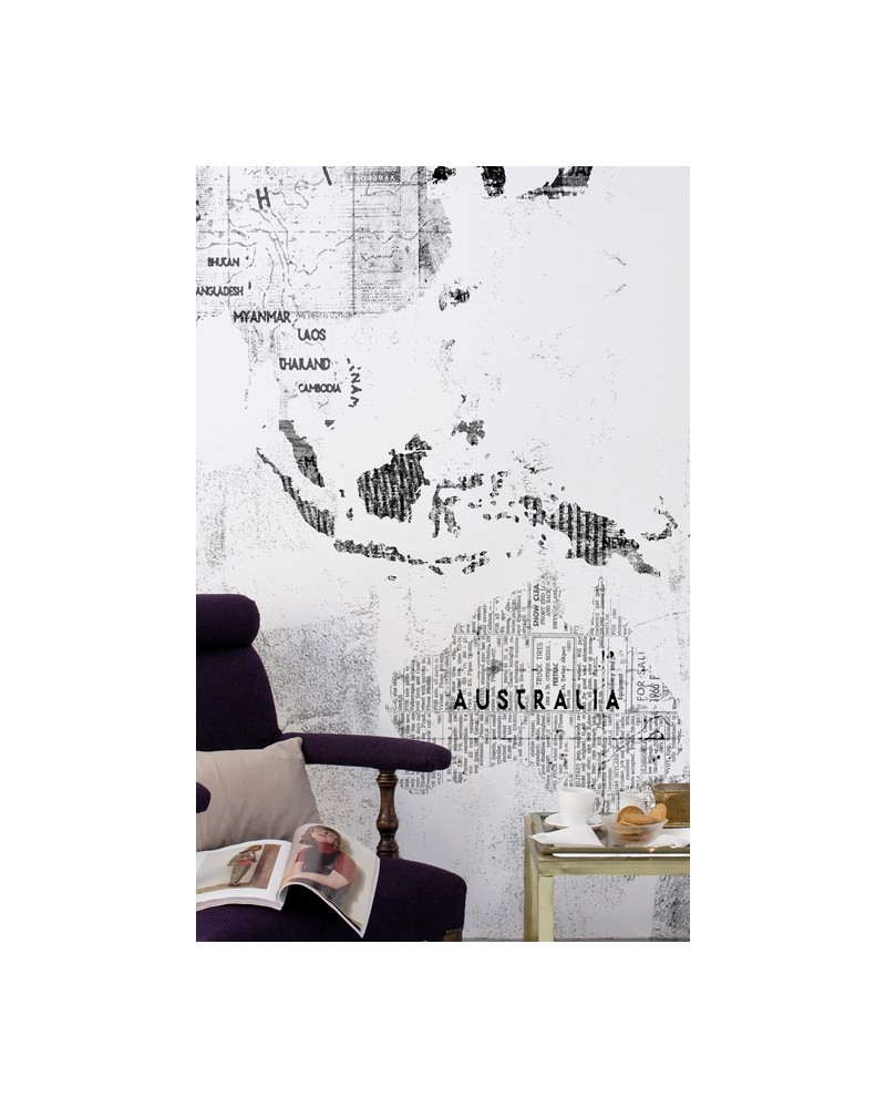 Wallpaper 6500107 NEWSPAPER MAP WHITE - COORDONNE