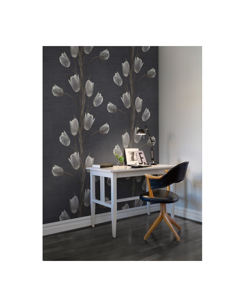 Papel de parede R13061-4 LA VIE EN TULIPE BLACK - REBEL WALLS