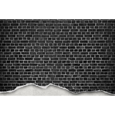 Papel de parede R12222 Well-Worn Brick Wall, black - REBEL WALLS