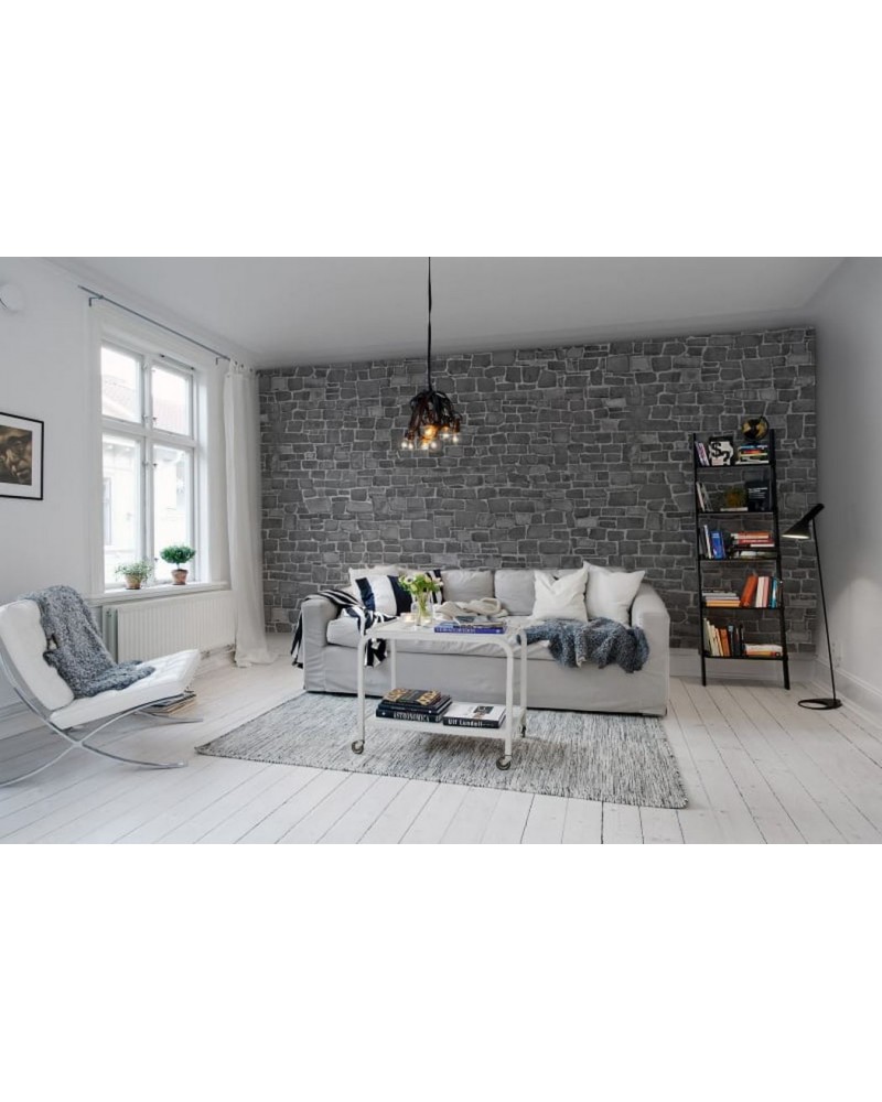 Papel de parede R10872 Stonewall, black - REBEL WALLS