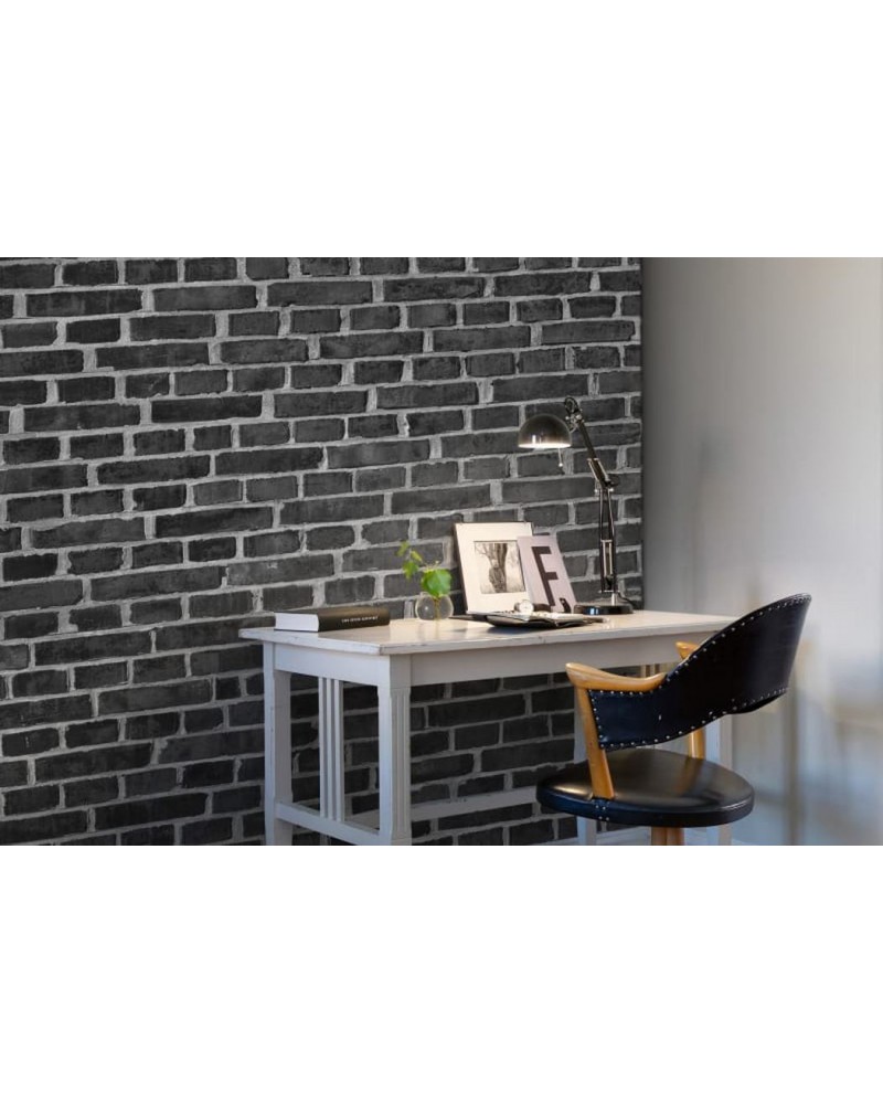 Papier peint R10962 Brick Wall, black - REBEL WALLS