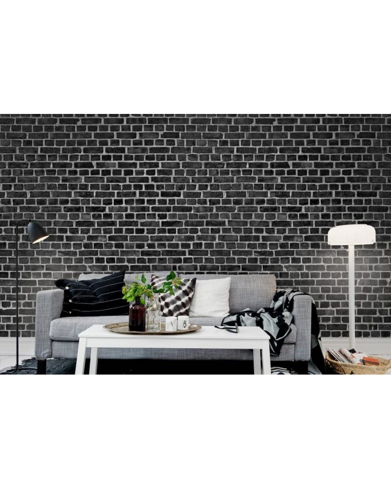 Papier peint R10962 Brick Wall, black - REBEL WALLS