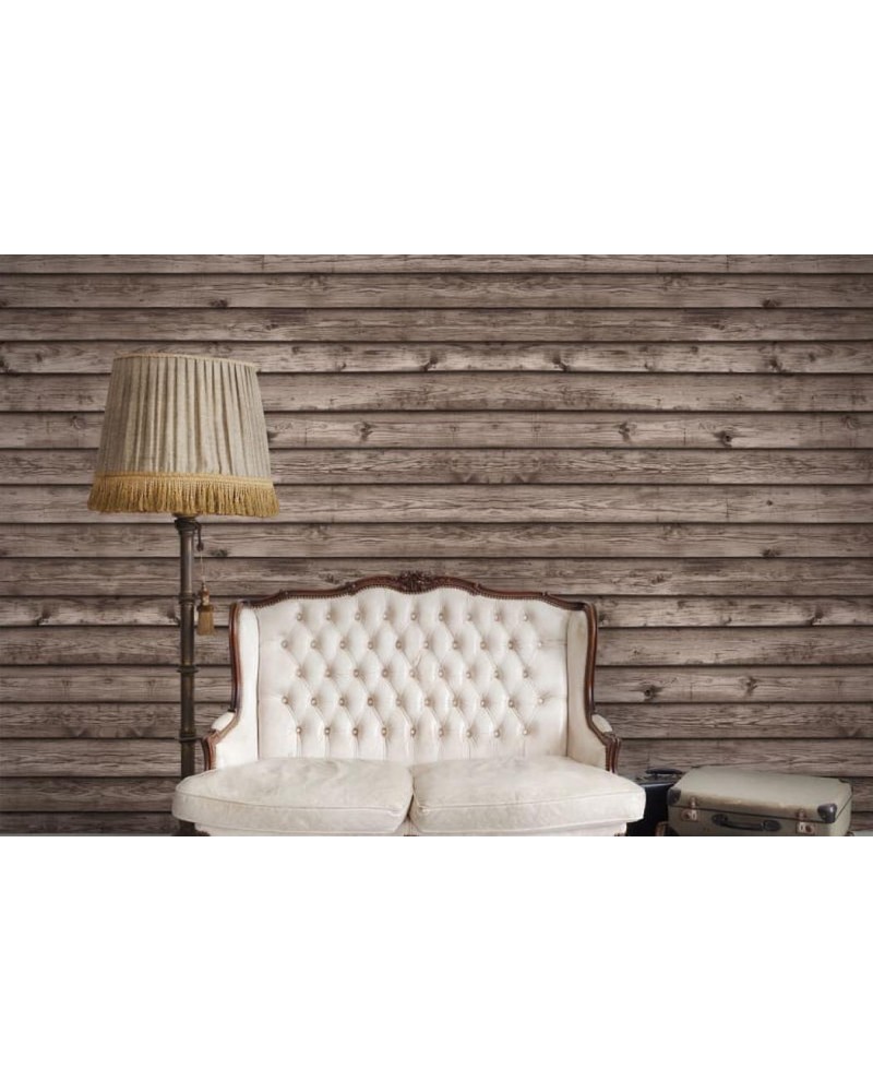 Papel de parede R12583 Horizontal Boards, brown - REBEL WALLS