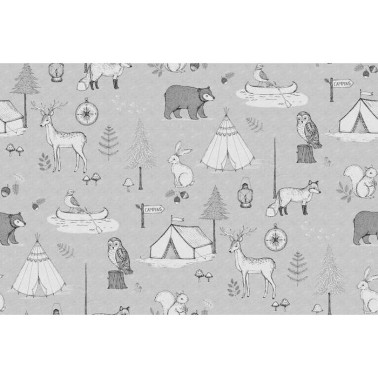 Papel de parede R15312 Camping Trip, Grey - REBEL WALLS