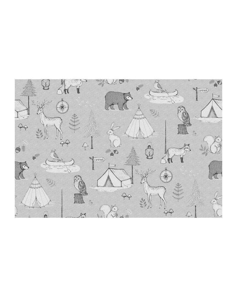 Papel de parede R15312 Camping Trip, Grey - REBEL WALLS