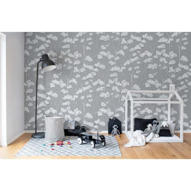 Wallpaper R15332 Animal Tree, Grey - REBEL WALLS