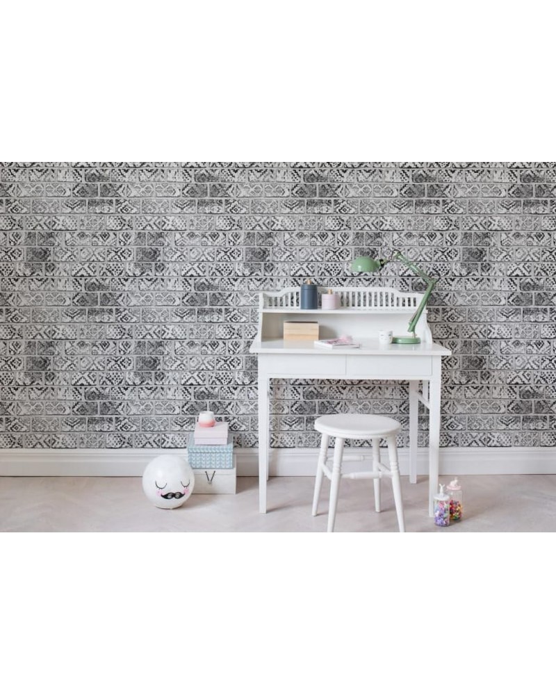 Papel de parede R15232 Decorated Bricks - REBEL WALLS