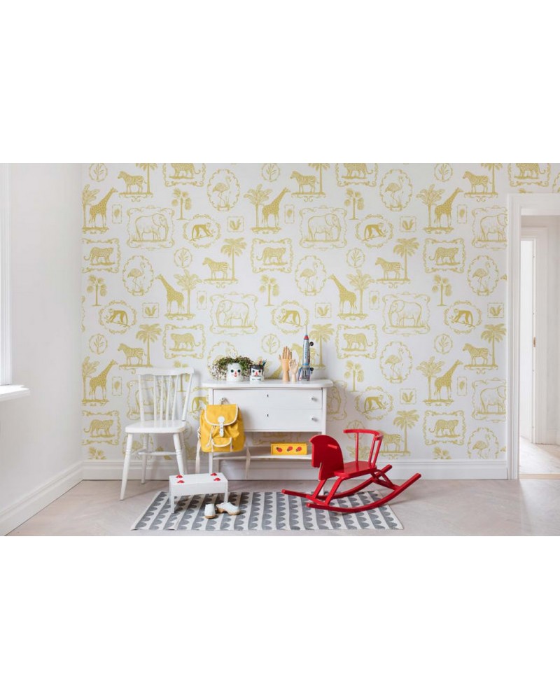 Papel Pintado R15272 Animal Party, Yellow - REBEL WALLS