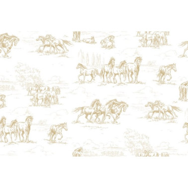 Wallpaper R15592 Horse Herd, Gold - REBEL WALLS