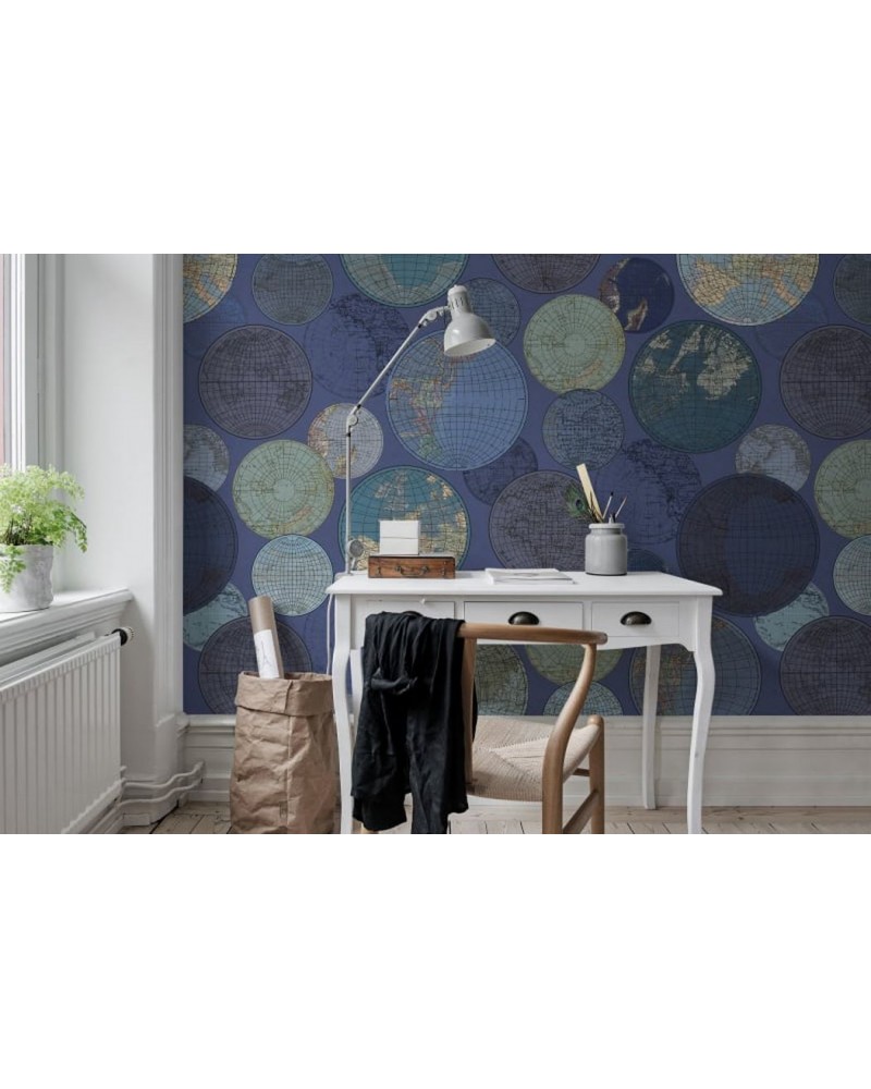 Papel Pintado R13883 Globes Gathering, Blue - REBEL WALLS