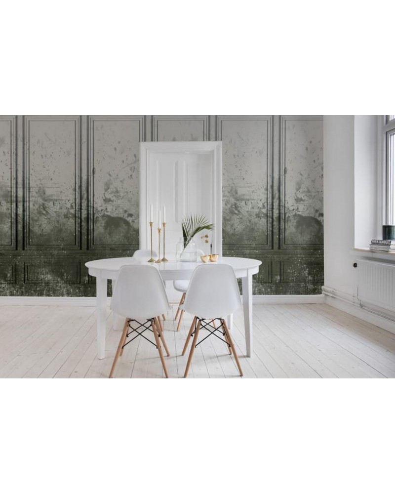 Wallpaper R15382 Patinated Panels, Moss - REBEL WALLS