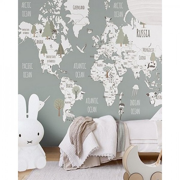 Papel de parede Animals World Map V - LITTLE HANDS