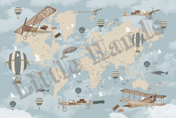 Papel Pintado Aviator World Map - LITTLE HANDS