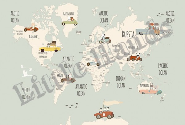 Papel de parede Little Munnies Racers World Map - LITTLE HANDS