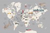 Papel Pintado Transports World Map - LITTLE HANDS