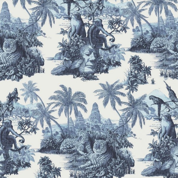 Carta da Parati SUMATRA OFF WHITE & AZURE - HOUSE OF HACKNEY