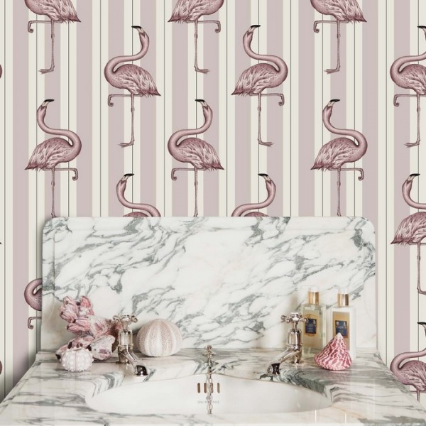 Papel de parede FLAMBOYANCE OFF WHITE & MACAROON PINK - HOUSE OF HACKNEY