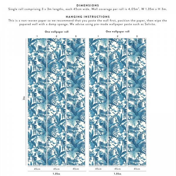 Papel de parede PAMPAS OFF WHITE CERULEAN - HOUSE OF HACKNEY