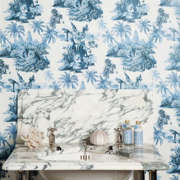 Carta da Parati SUMATRA OFF WHITE & AZURE - HOUSE OF HACKNEY