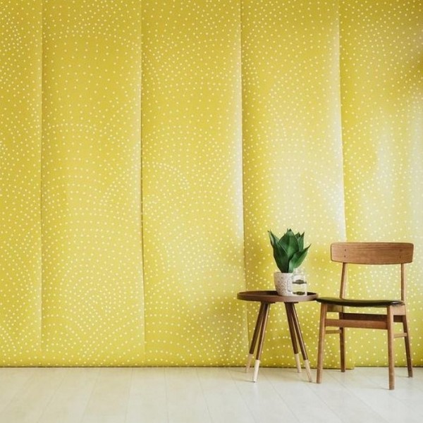 Papier peint CRESCENT POLKA DOTS MURAL MUSTARD - ANEWALL