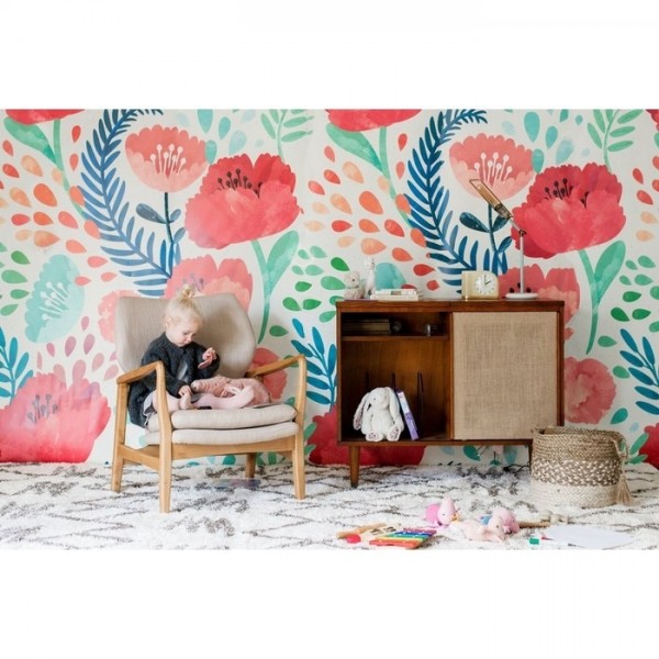 Papel de parede CRIMSON POPPY MURAL - ANEWALL