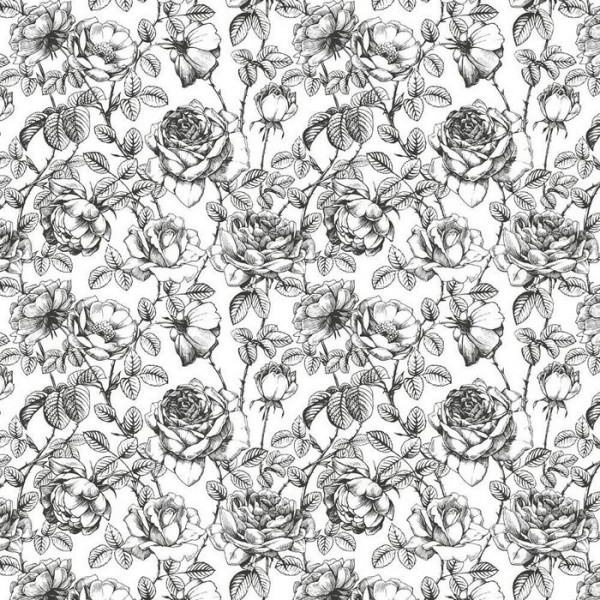 Papel de parede BLACK AND WHITE FLORAL - ANEWALL