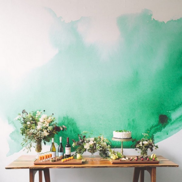 Papier peint WATERCOLOR MURAL GREEN - ANEWALL