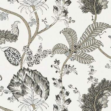 Wallpaper KALAMKARI VINE AT78739 Black White - ANNA FRENCH