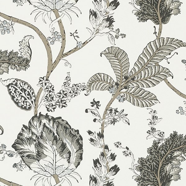 Papel de parede KALAMKARI VINE AT78739 Black White - ANNA FRENCH