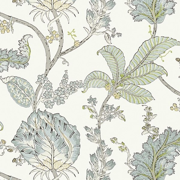 Wallpaper KALAMKARI VINE AT78740 Yellow Aqua - ANNA FRENCH