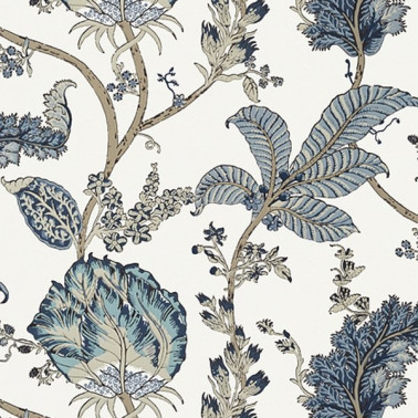 Wallpaper KALAMKARI VINE AT78738 Blue White - ANNA FRENCH