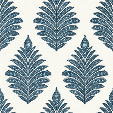 Papier peint PALAMPORE LEAF AT78725 Blue White - ANNA FRENCH