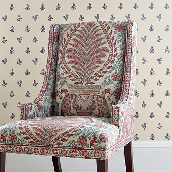 Wallpaper JOUY AT78751 Red Blue - ANNA FRENCH