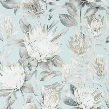 Papel Pintado KING PROTEA DGLW216645 Aqua/Linen - Sanderson