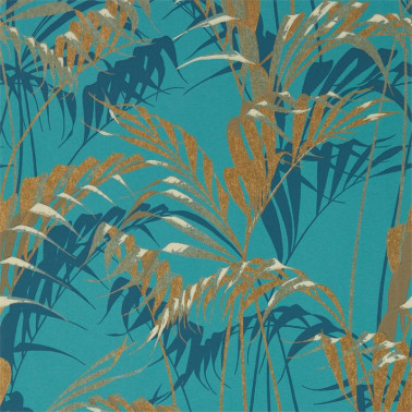 Papel de parede PALM HOUSE DGLW216640 Teal/Gold - Sanderson