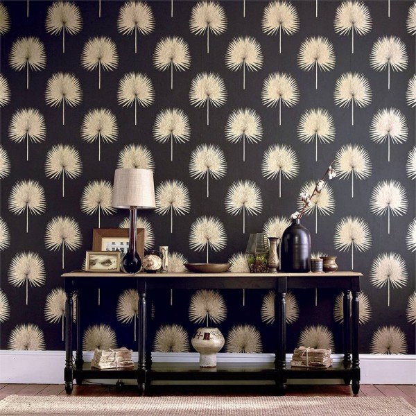 Wallpaper FAN PALM DGLW216639 Charcoal/Gold - Sanderson