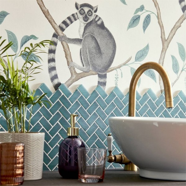 Papel Pintado RINGTAILED LEMUR DGLW216663 Teal - Sanderson